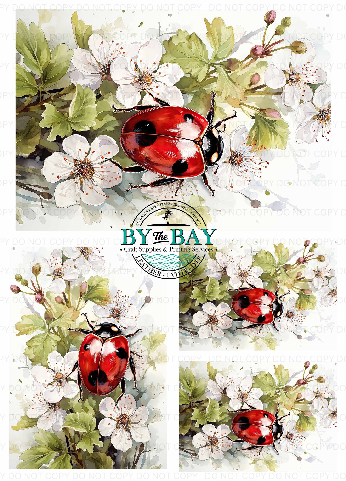 White Ladybug Panel (Various Sizes)