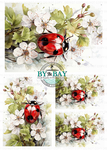White Ladybug Panel (Various Sizes)