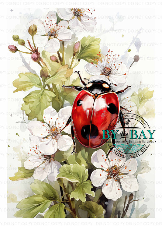 White Ladybug Panel (Various Sizes)