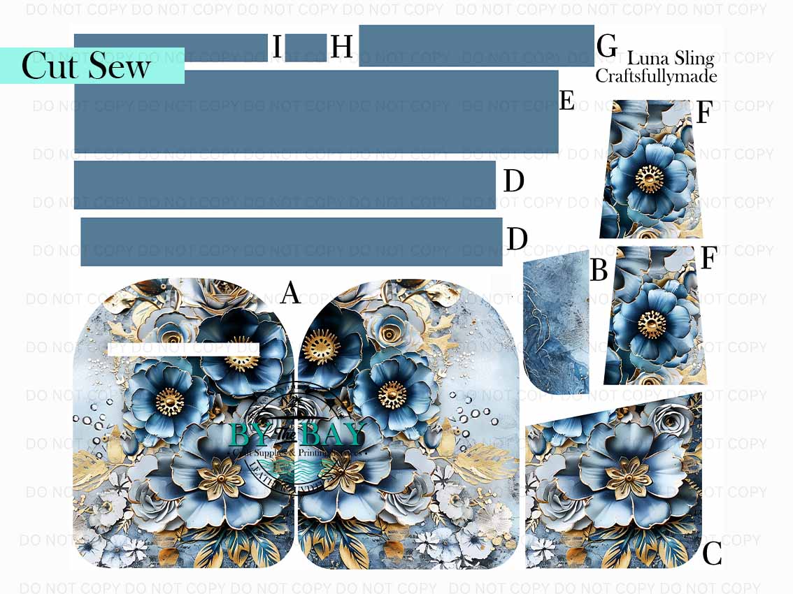 Blue Flowers Luna Sling (Cut Sew Panel)