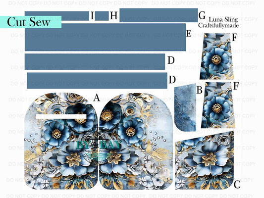 Blue Flowers Luna Sling (Cut Sew Panel)