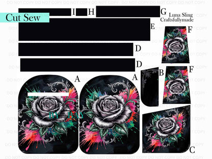 Gothic Grey Rose Luna Sling (Cut Sew Panel)