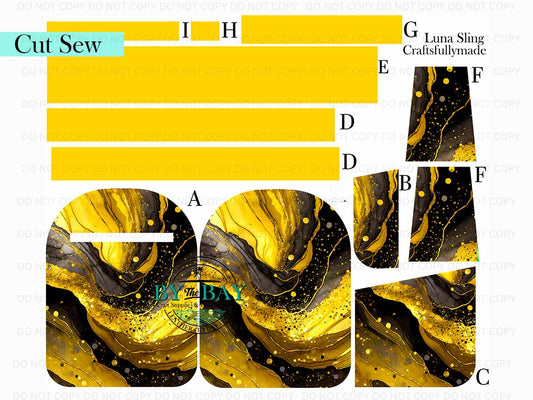 Yellow & Black Alcohol Inks Luna Sling (Cut Sew Panel)