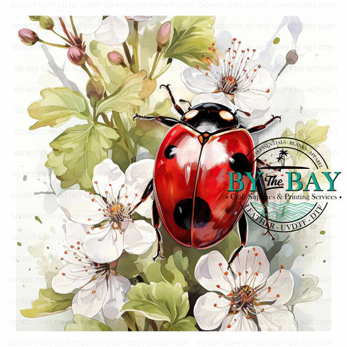Lady Beetle White Flowers