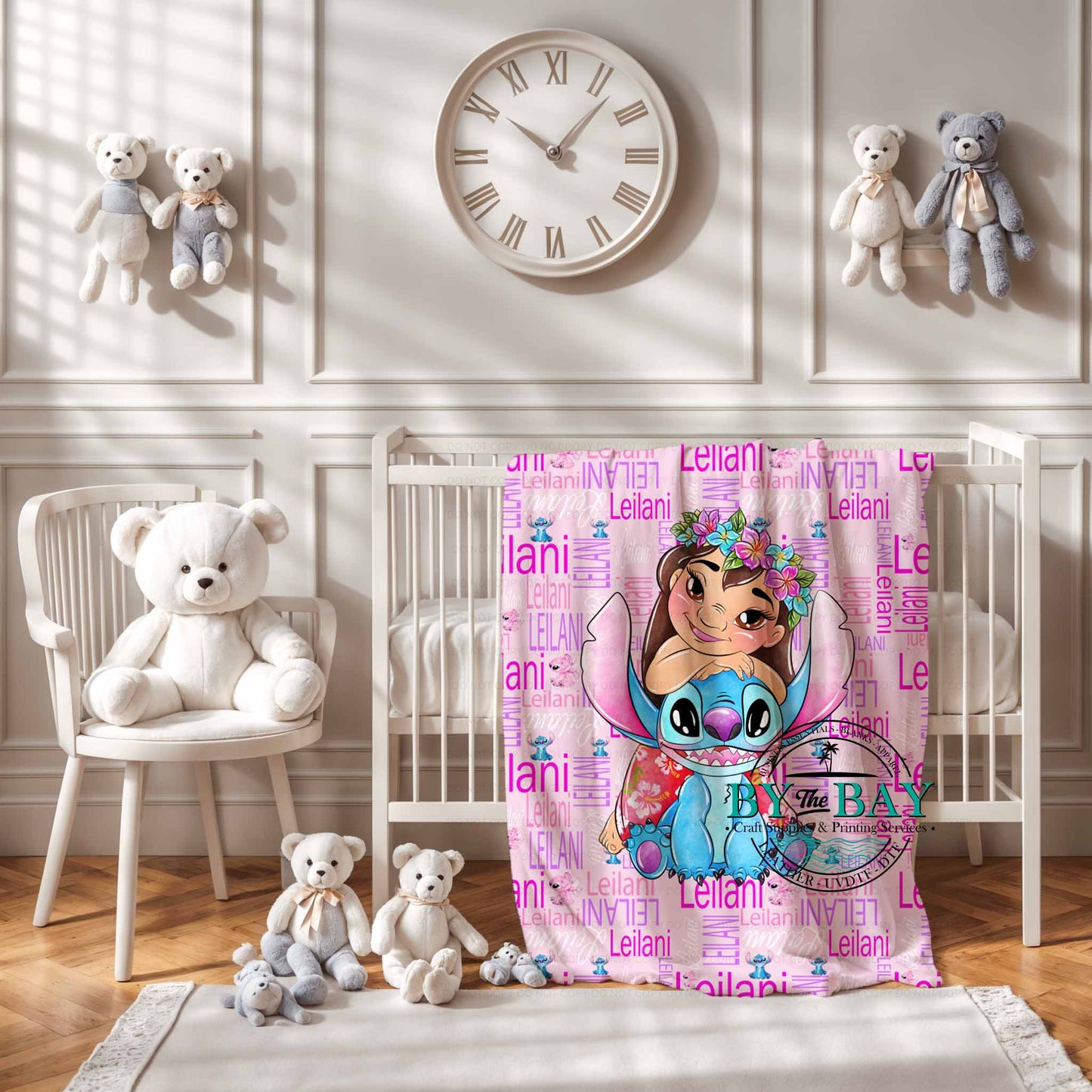 Blue Alien Pink Name Squish Blanket