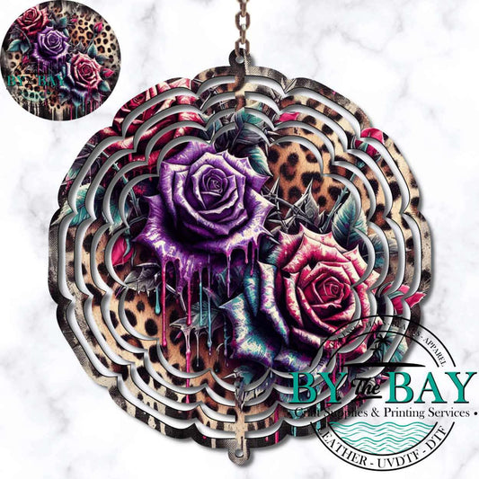 Leopard Print Roses Wind Spinner Sublimation Print