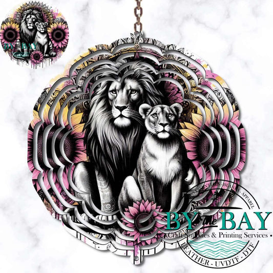 Lion Lioness Wind Spinner Sublimation Print