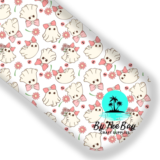 Cute Bow Boos - White Faux Leatherette