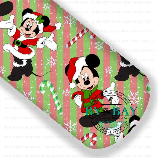 Mr & Mrs Mouse Candy Cane Green & Red Stripes