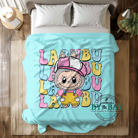 Monster Light Blue Squish Minky Blankets (Various Sizes)