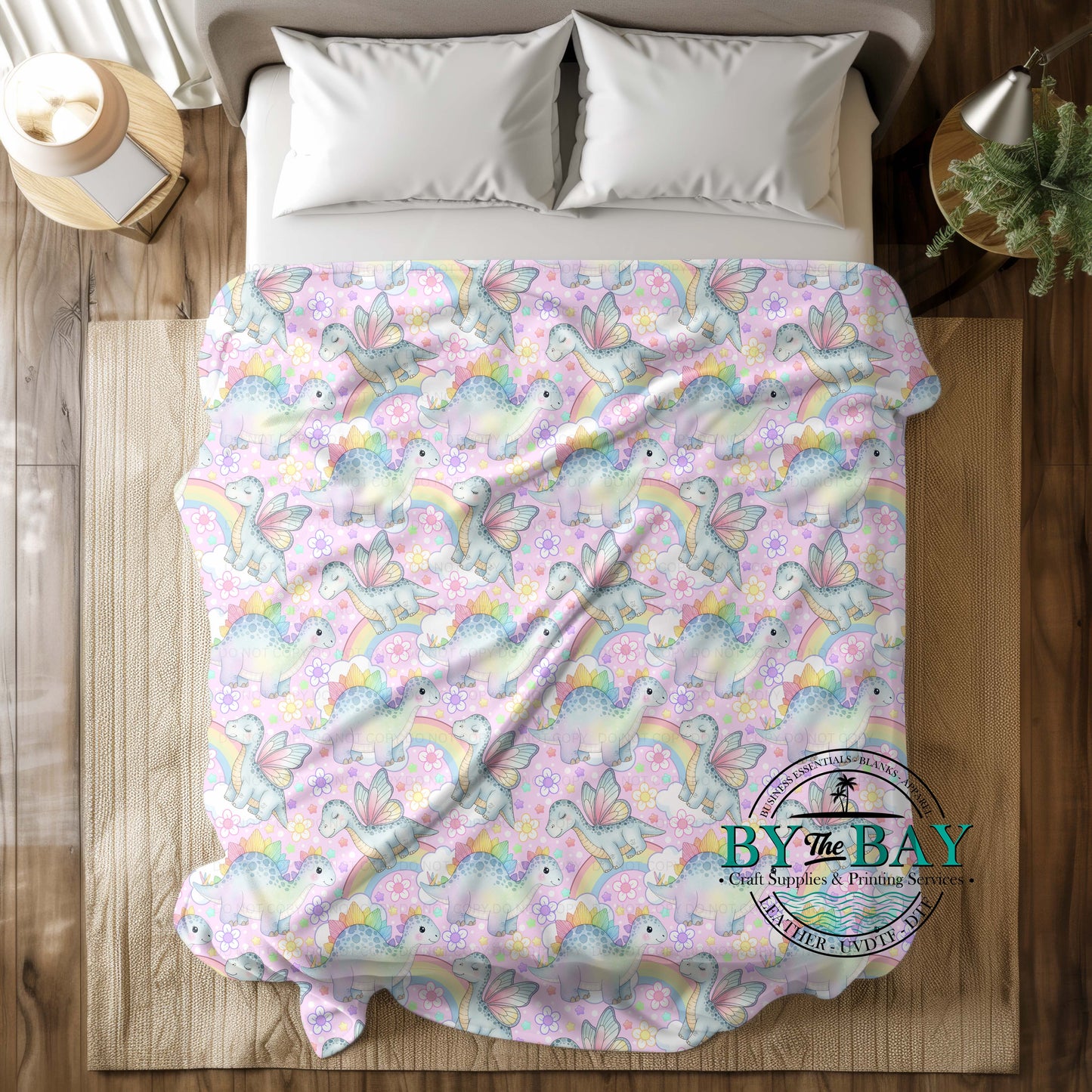 Rainbow Fairy Dinosaurs Squish Minky Blankets (Various Sizes)