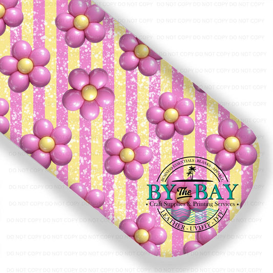 Yellow Pink Floral Stripes