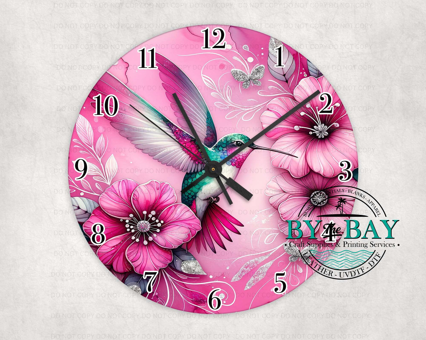 Pink Hummingbird Clock