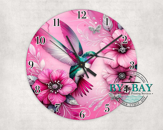 Pink Hummingbird Clock