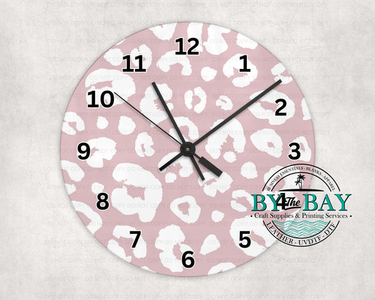Dusty Pink Leopard Print Clock