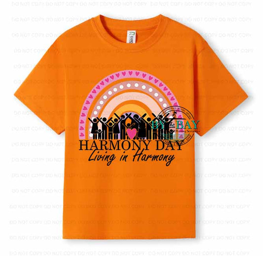 Rainbow Blk Text Harmony Day Kids Tee