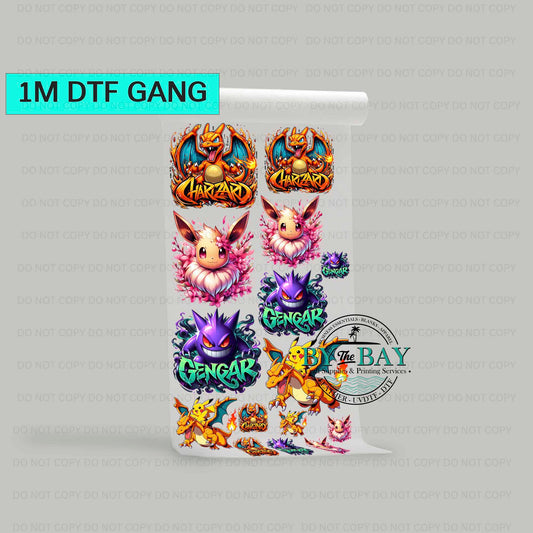Poke Gang 1 Pre-designed 1m DTF Gang Sheet