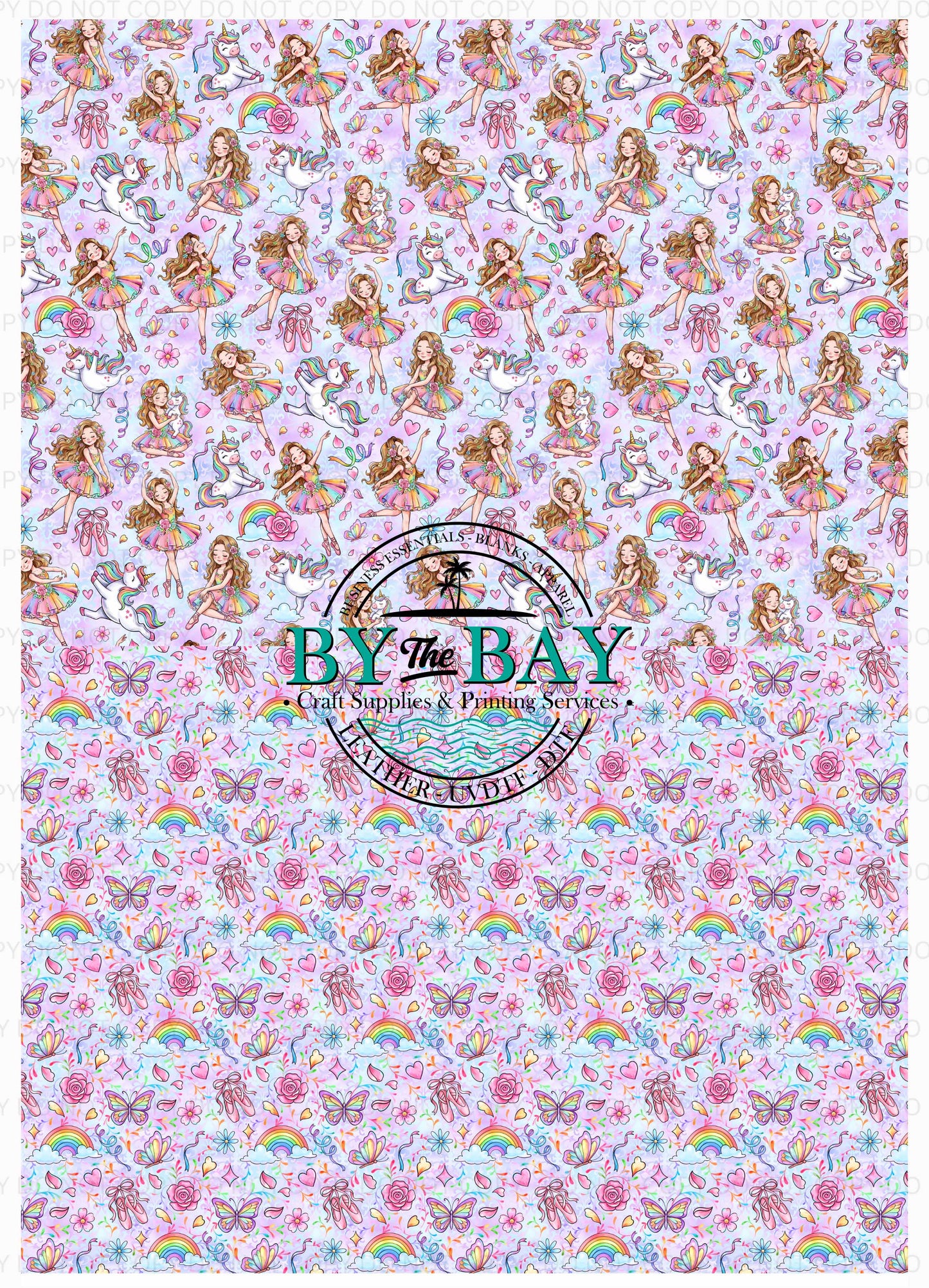 Purple/Blue Ballerina Unicorn A4 Split Design Sheet