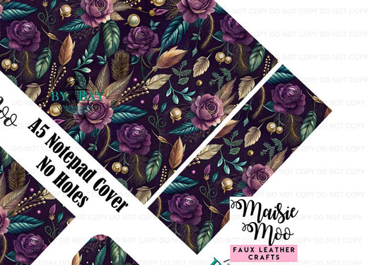 Purple Flowers Maisie Moo A5 Journal Cover (Cut/Sew/Glue) DIY & Ready Made