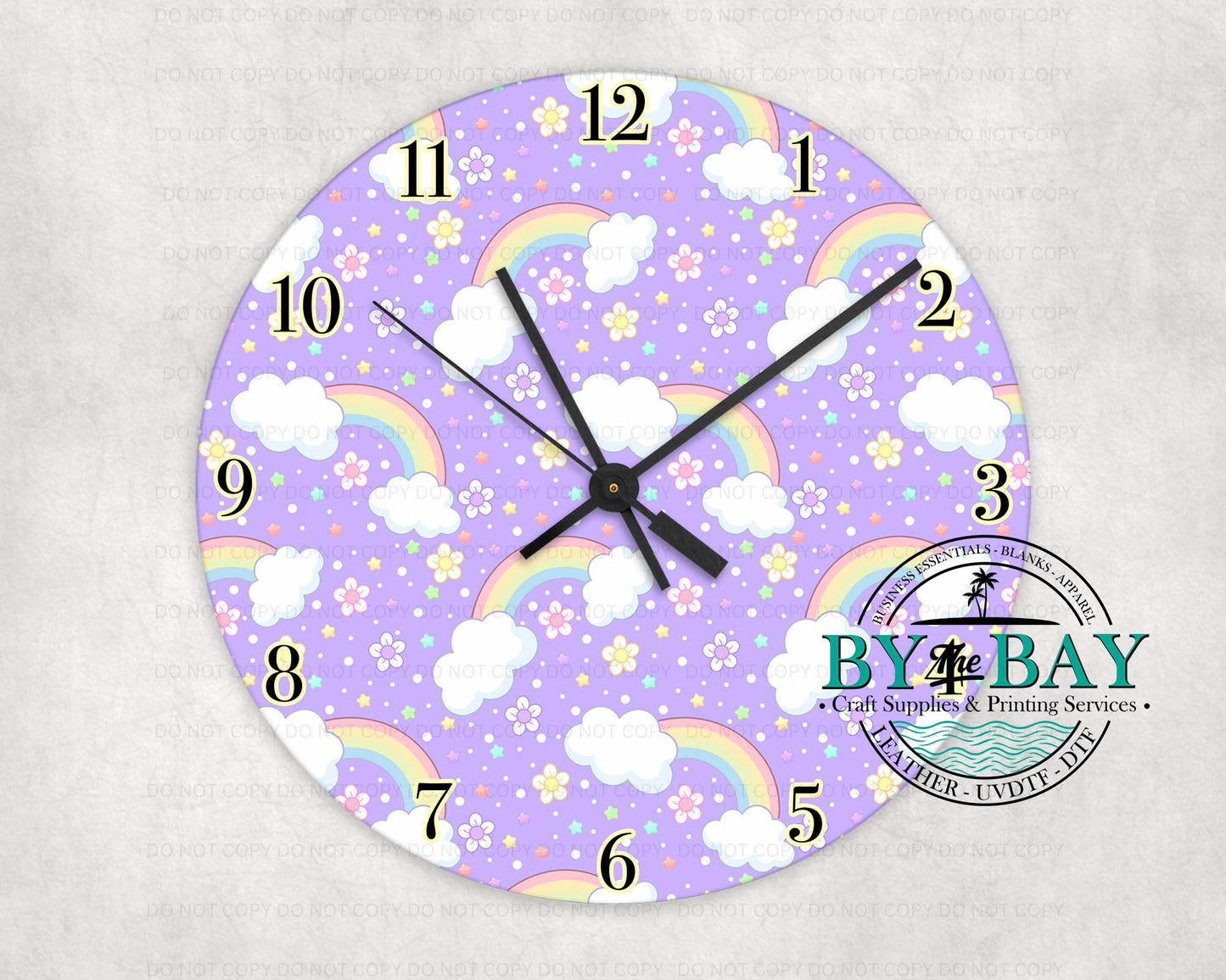 Purple Rainbows Clock