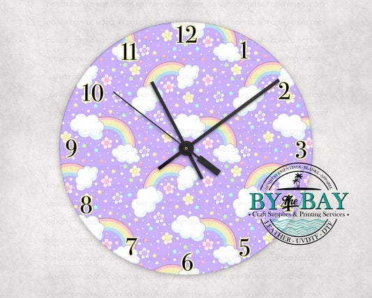 Purple Rainbows Clock