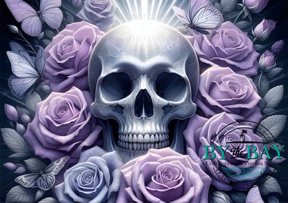 Purple Rose Skull Bag Panel