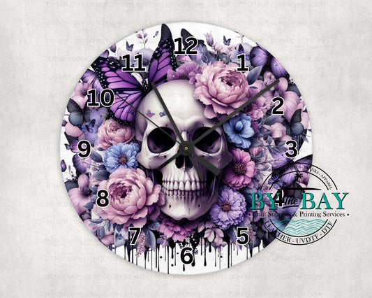 Purple Skull Clock