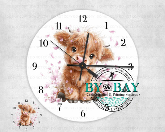 Pink Highland 002 Clock
