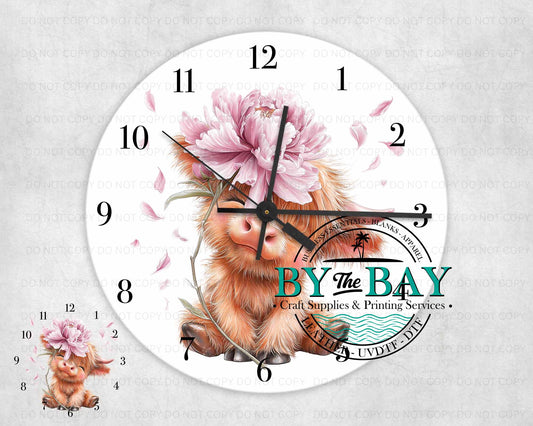 Pink Highland 001 Clock