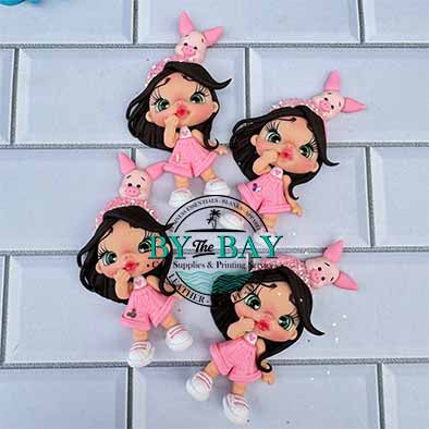 Girl wearing Piglet headband
