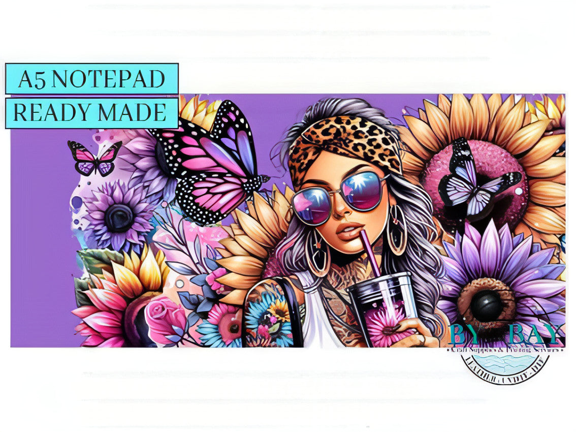 Positve Vibes Purple - Ready made notepad Cover (Notepad & Pocket options available)