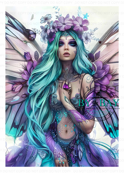 Purple Blue Glitter Fairy Panel (Various Sizes)