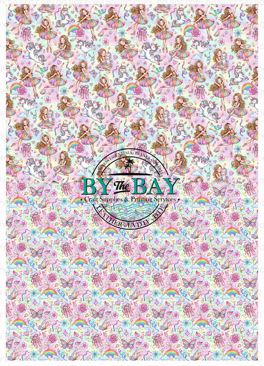 Rainbow Ballerina Unicorn A4 Split Design Sheet