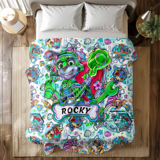 PP Green Dog Squish Minky Blankets (Various Sizes)
