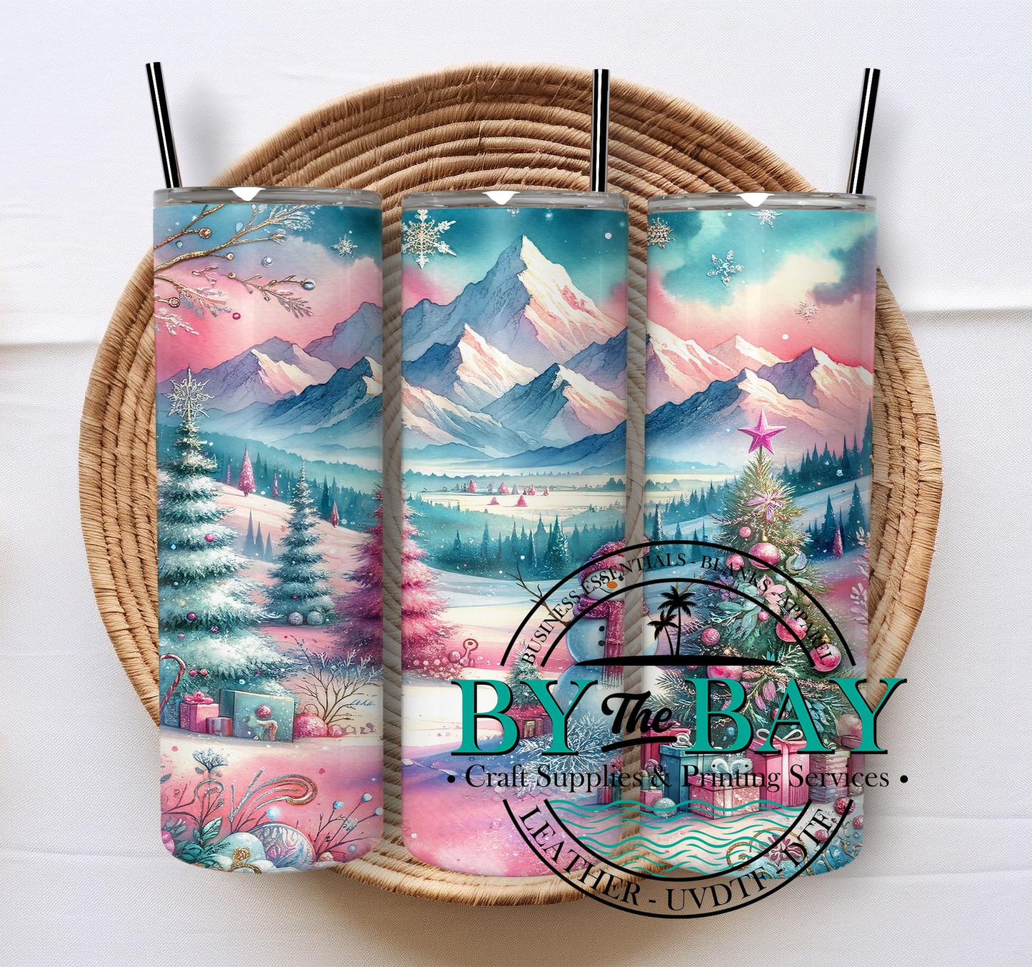 Pastel Christmas snowman 20oz SUB tumbler print