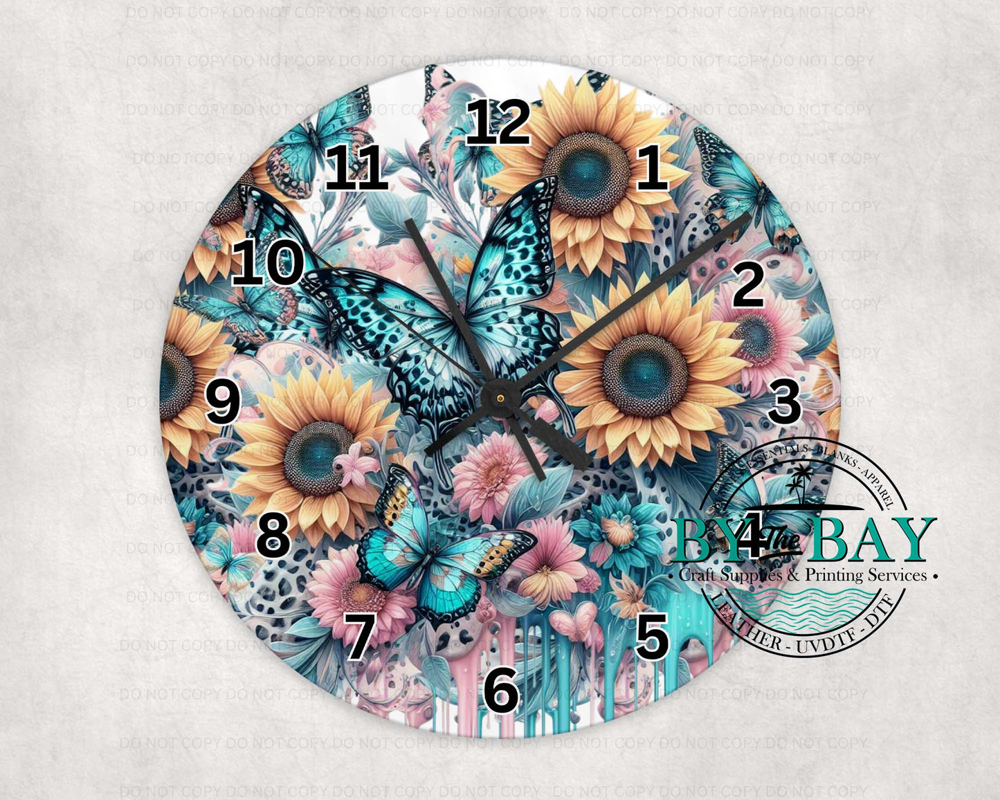 Sunflower Butterflies Clock