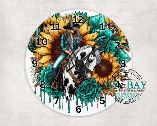 Sunflower Cowgirl Clock