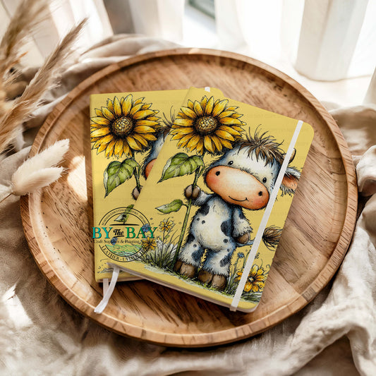 Sunflower White Blk Cow A6 (Ready made & DIY Notepad options available)