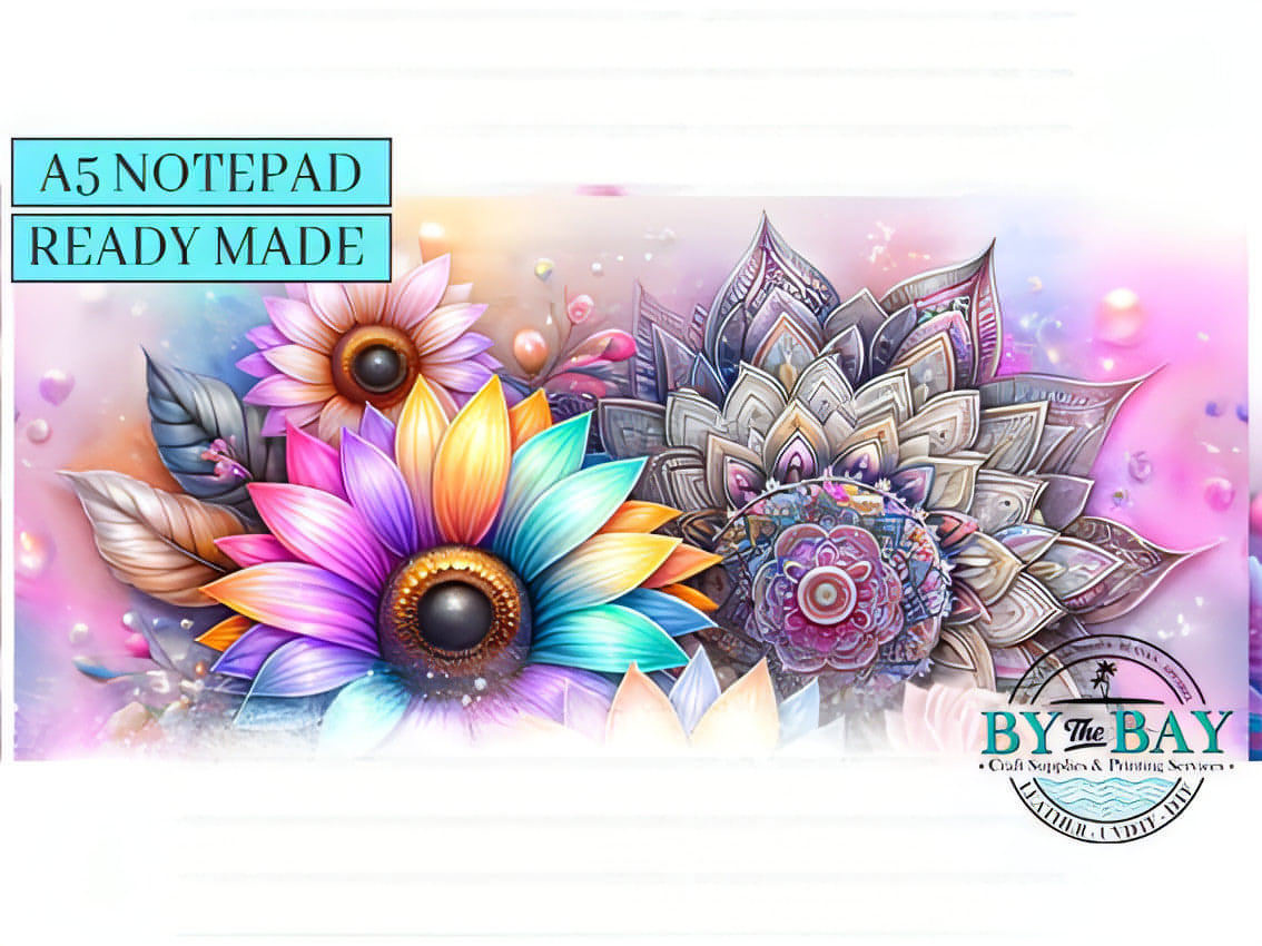 Sunflower Mandala - Ready made notepad Cover  (Notepad & pocket options available)