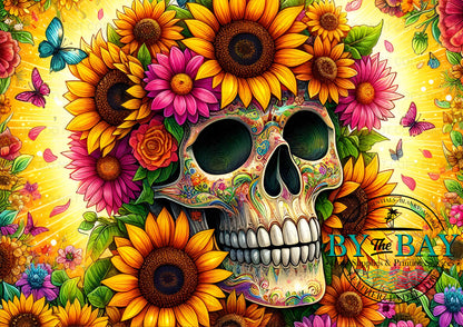 Sunflower Skull Bag Panel