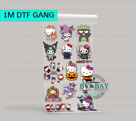 HK Kitty Halloween Pre-designed 1m DTF Gang Sheet