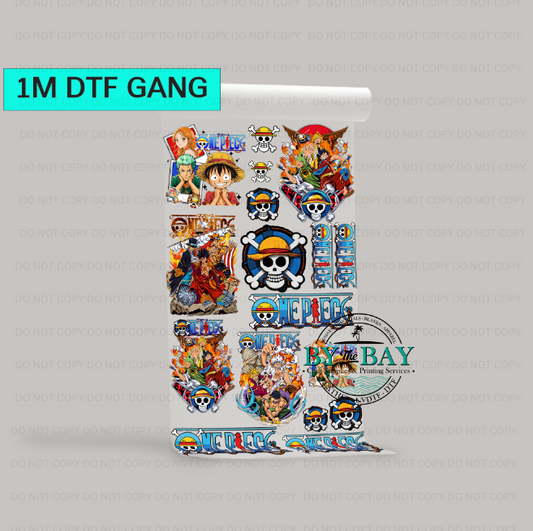 1 Piece Pre-designed 1m DTF Gang Sheet