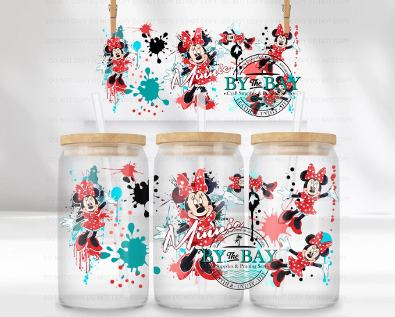 Miss Mouse Splatter  16oz UVDTF Wrap