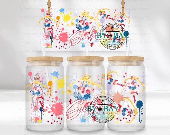 Sailor Moon Splatter  16oz UVDTF Wrap
