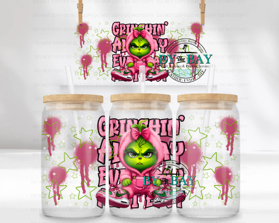 Grinchin Girl 16oz UVDTF Wrap