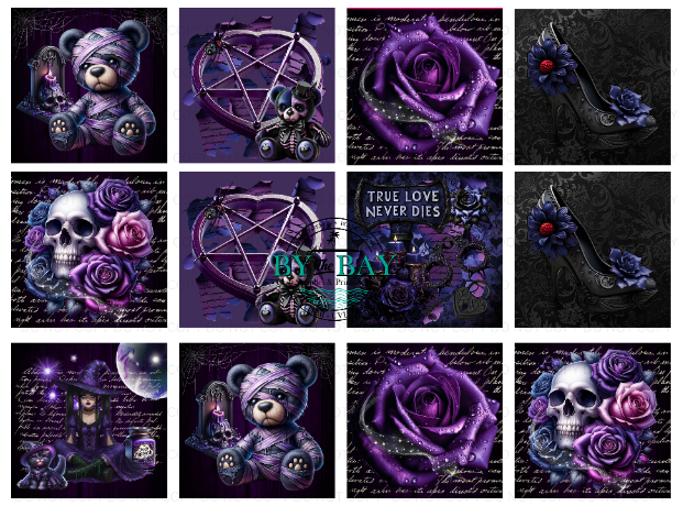 Purple Goth Pre-designed 1m Faux Leather/Vinyl Gang Sheet