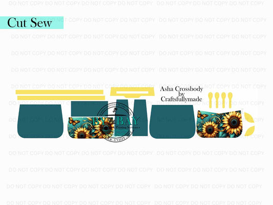 Teal Sunflower Asha Crossbody (Cut Sew Panel)