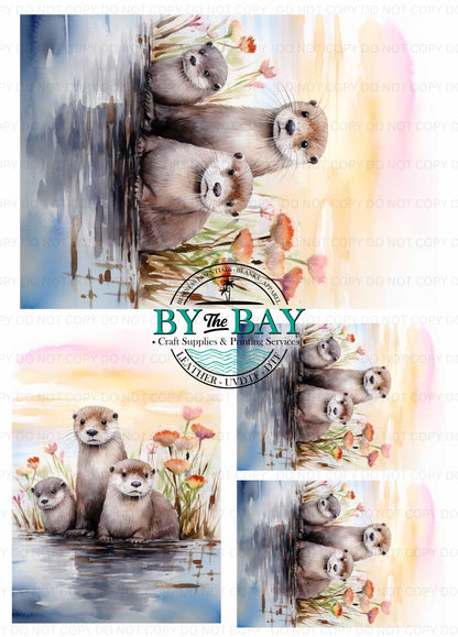 Trio of Otters Panel (Various Sizes)