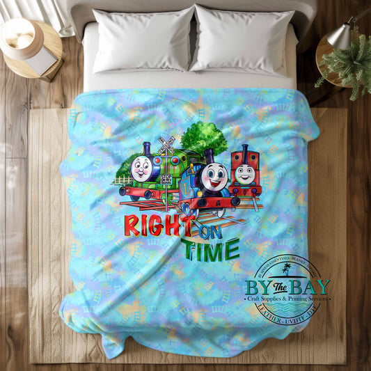 TTrain Blue tracks Squish Minky Blankets (Various Sizes)