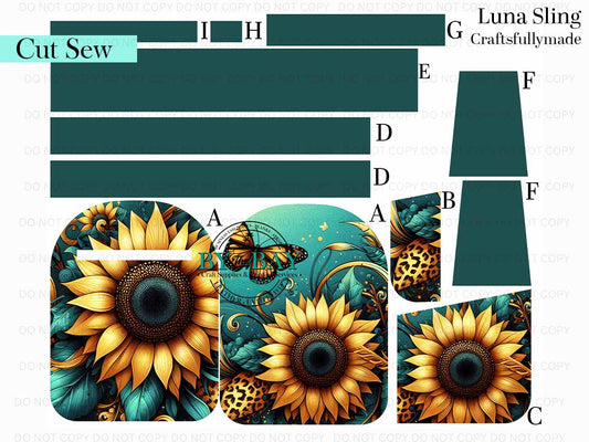 Teal Sunflowers Luna Sling (Cut Sew Panel)